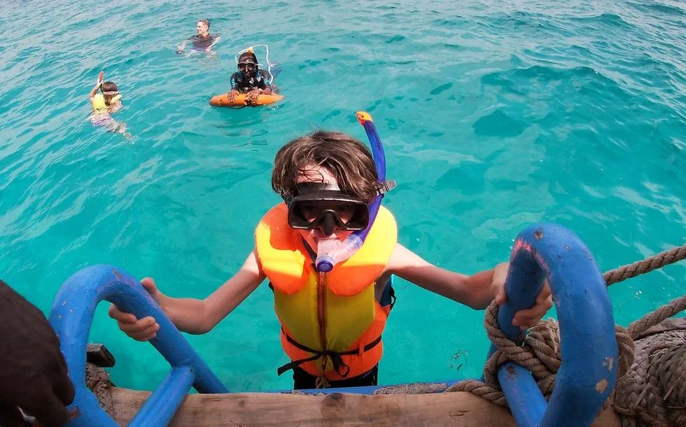 Boat safety equipment and life jackets for a Diani marine excursion