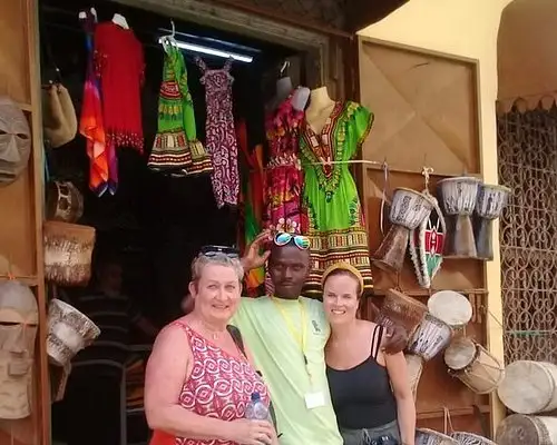 Guided cultural walk through an authentic local market near Diani Kenya